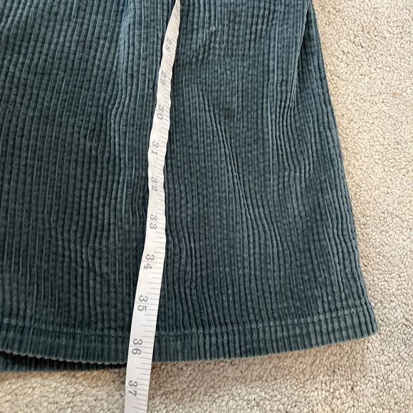 Vintage LL Bean Corduroy Dress 14 Green Midi Cottage Core Prairie Modest Button - Picture 6 of 6